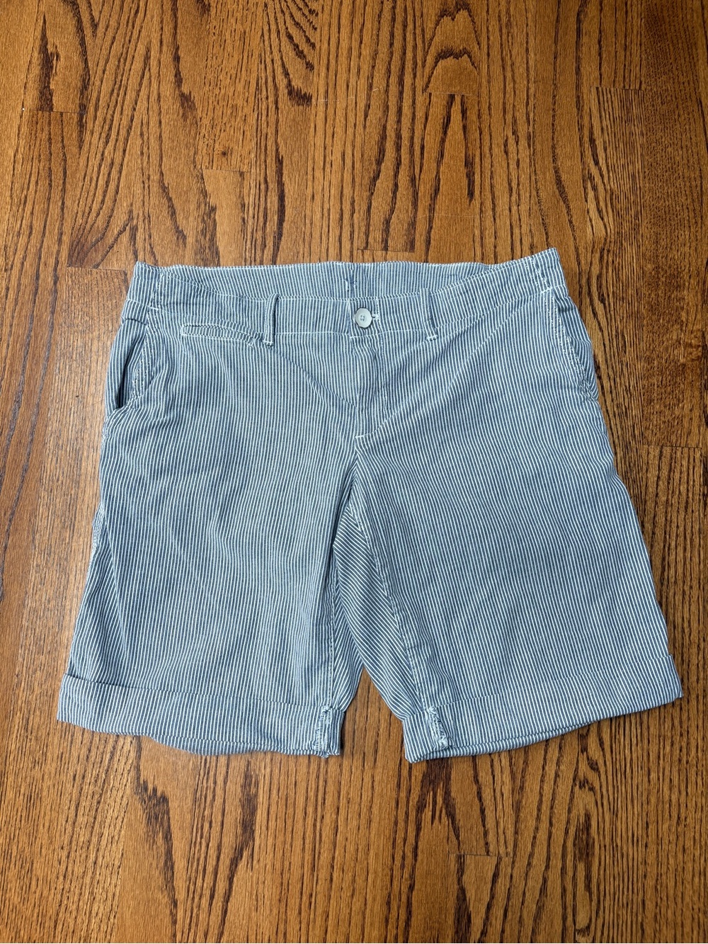 Striped Blue and White Women’s Relaxed Fit Cotton Shorts